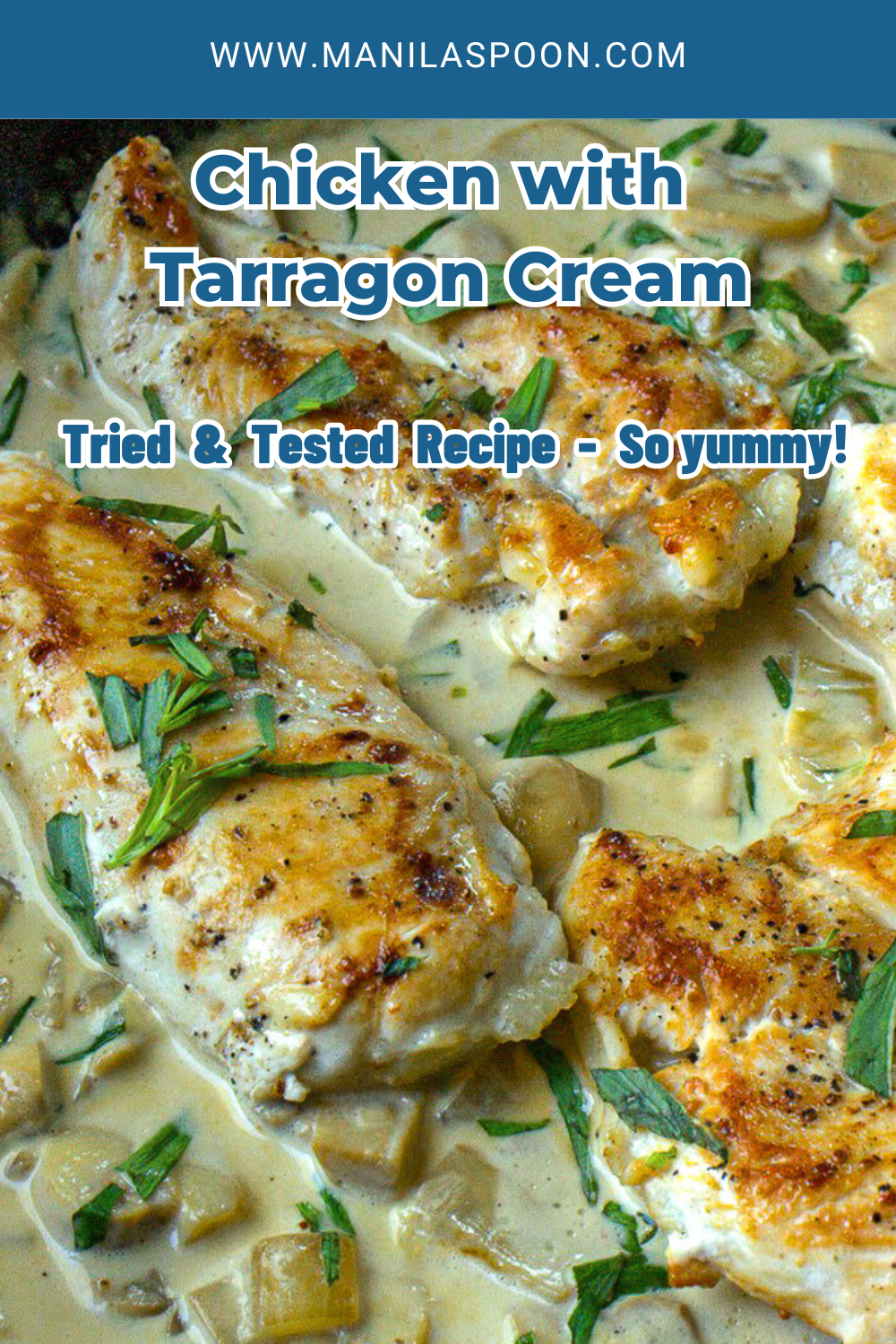 Gluten-free and low-carb is this easy and really tasty chicken dish that's perfect for any weeknight meal - CHICKEN WITH TARRAGON CREAM!