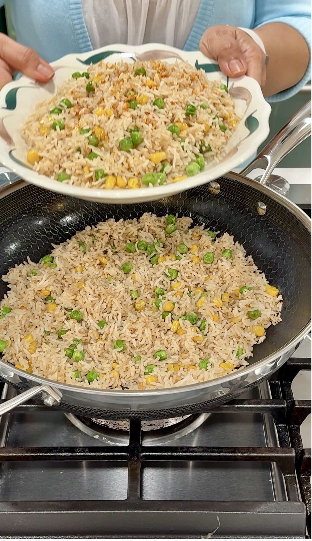 fried rice with garlic topping.