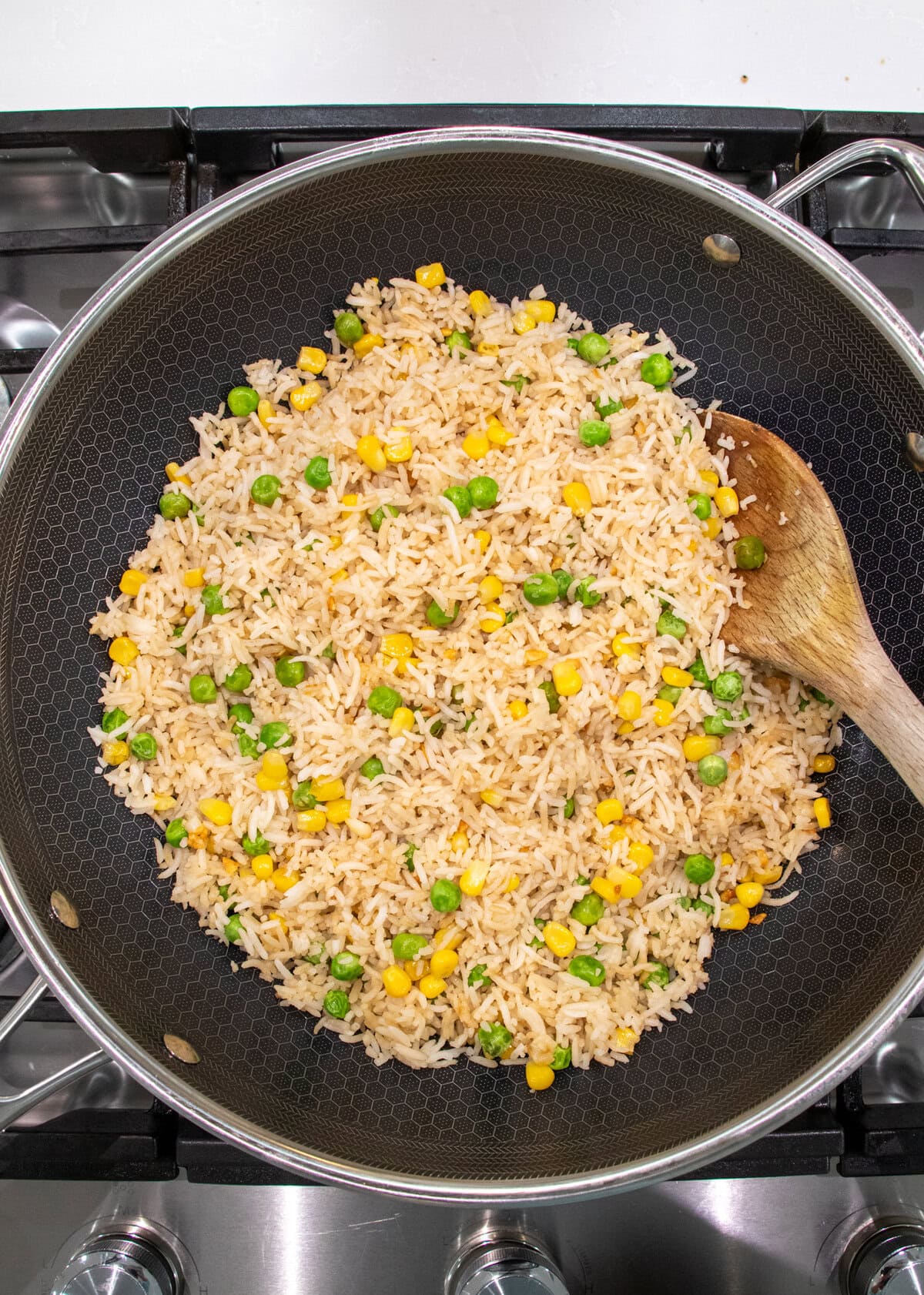 Fried rice in wok.