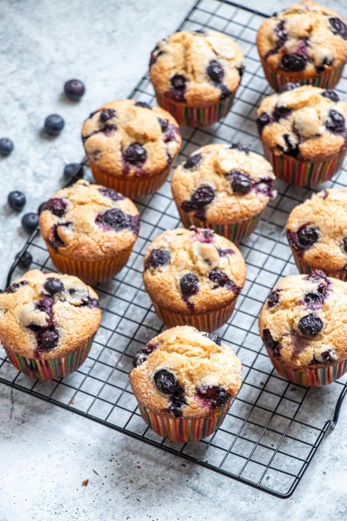 Fluffy, moist and deliciously good, these blueberry muffins are loaded with juicy blueberries in every bite! bakery-style blueberry muffins
