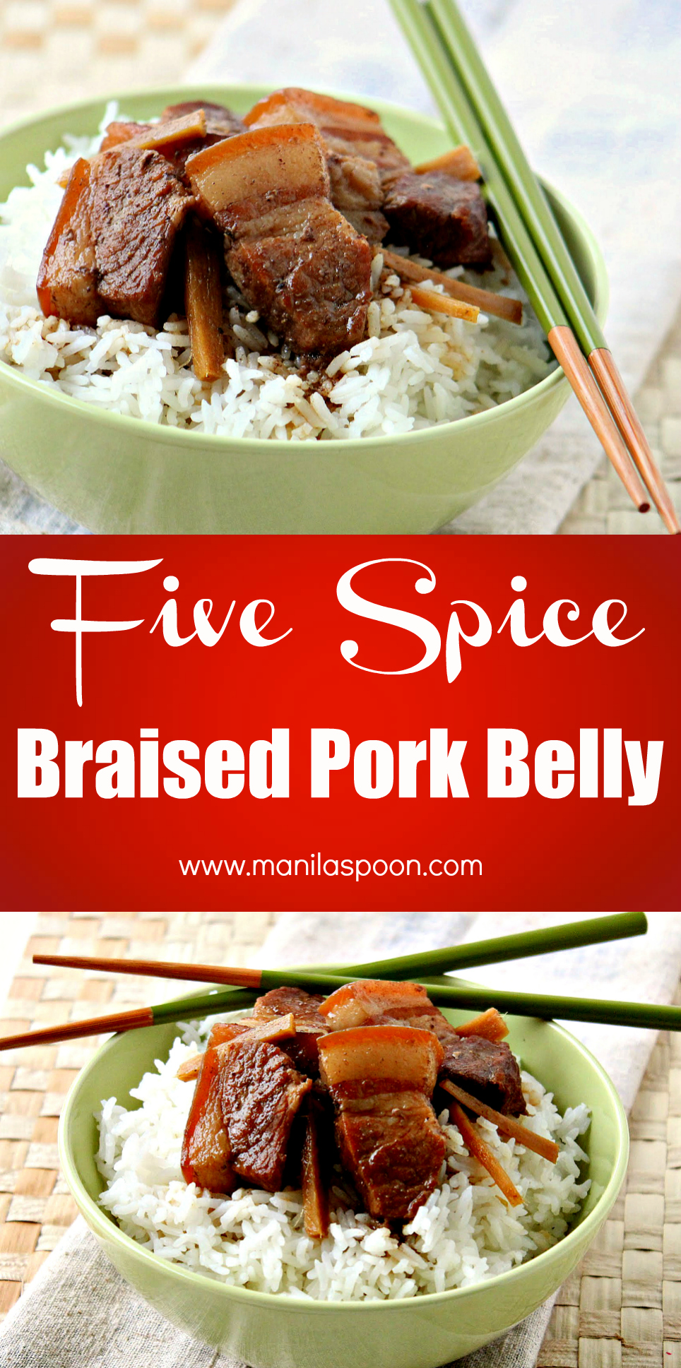 Oftentimes, the simplest and easiest recipes turn out best! This Chinese Five-Spice Braised Pork Belly is all that. There is  nothing complicated at all in this recipe and yet it comes out so flavorful and delightful.