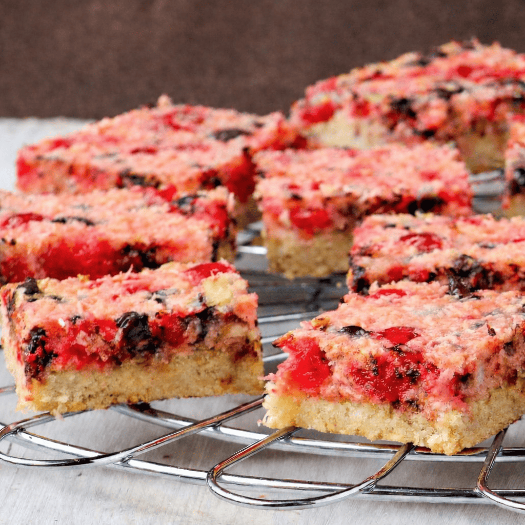 Coconut Cherry and Cheesecake Bars