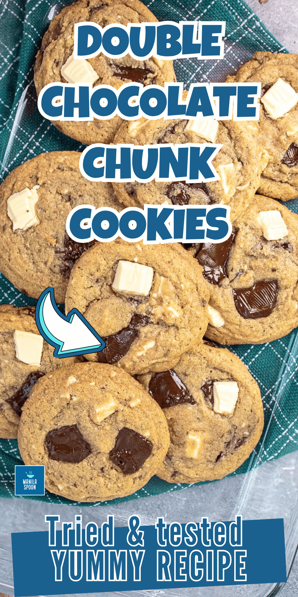 Loaded with two types of chocolate (white and dark), these delectable Double Chocolate Chunk cookies are truly for chocoholics! Very moist, tender, and chewy, they are perfect for your holiday cookie swap or when you fancy something sweet and chocolaty.