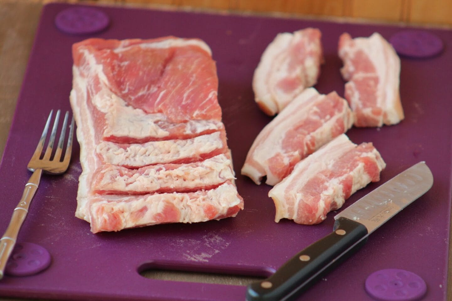 Depending on the pork cut you are using, you can slice them into bite-size pieces if you will use skewers for grilling. If you are using pre-cut pork chops, you can leave them as is.