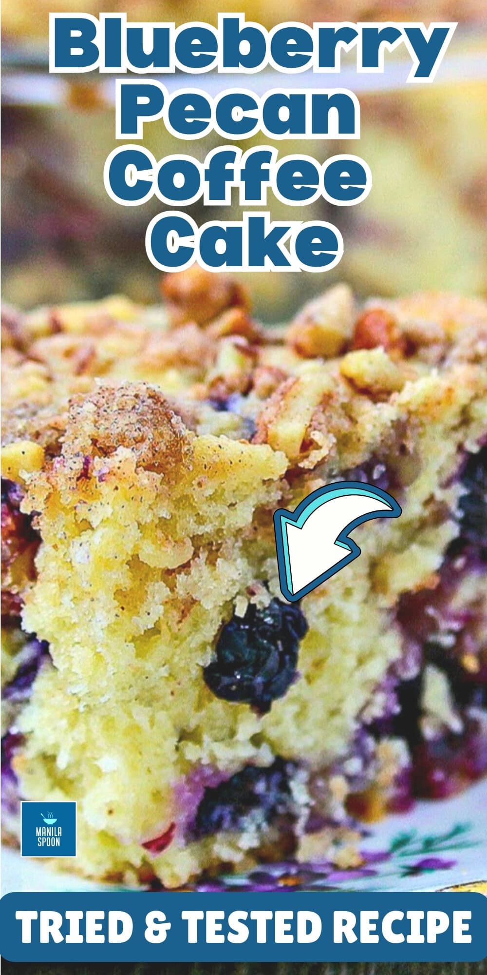 With juicy blueberries for extra sweetness and pecans for added crunch and flavor, this Blueberry Pecan Coffee Cake is our ultimate breakfast and coffee cake! Blueberry Pecan Coffee Cake Image Pin