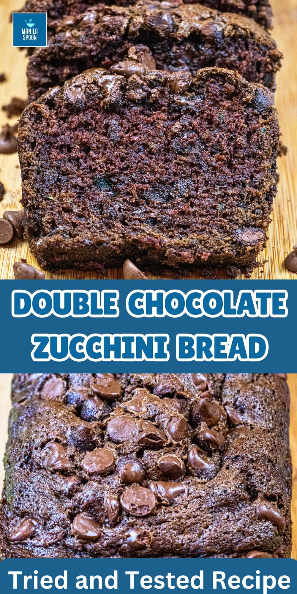 double chocolate zucchini bread image pin