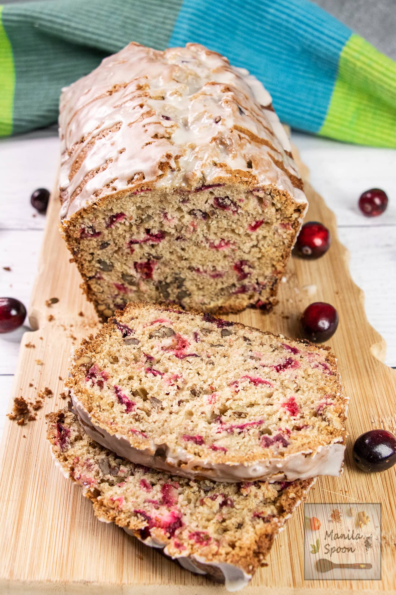 Cranberry Pecan Bread with Apple Cider Glaze