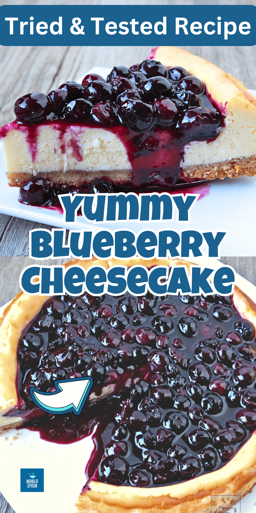 Delicious and creamy blueberry cheesecake with a luscious sweet-tangy sauce that brings this dessert over the top. Fresh or frozen blueberries can be used so it's an all-season dessert.