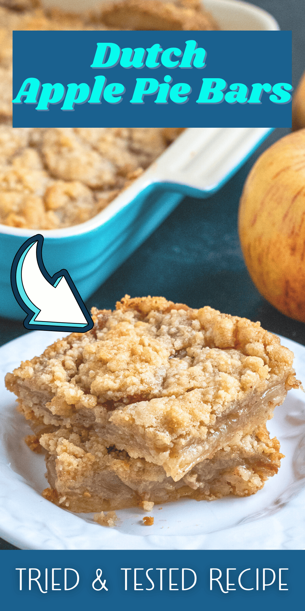All the flavors of your favorite apple pie and the delicious Dutch-style crumb topping make these bar cookies exceptionally yummy! Easy to make as well - Dutch Apple Pie Bars! Dutch Apple Pie Bars image pin