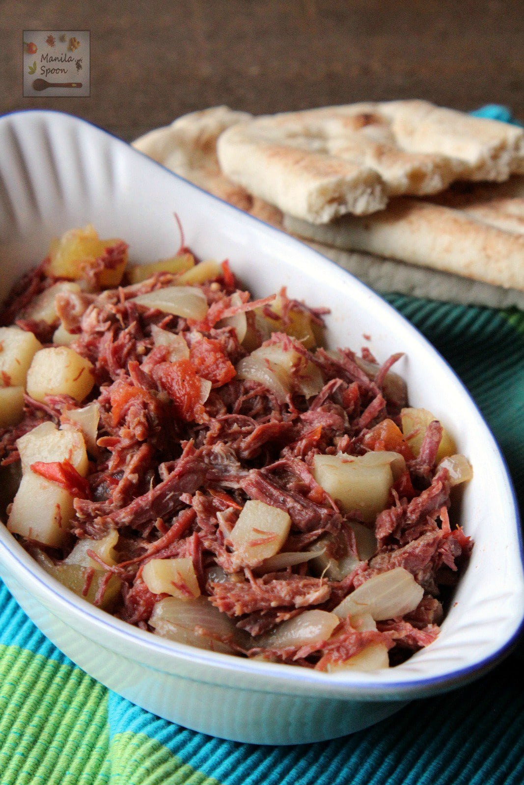 Less than 30 minutes to make a yummy dish for leftover corned beef or freshly made corned beef - Filipino-style corned beef hash. Great for breakfast, lunch, or dinner, and it's certainly delicious with rice or bread, if you like.