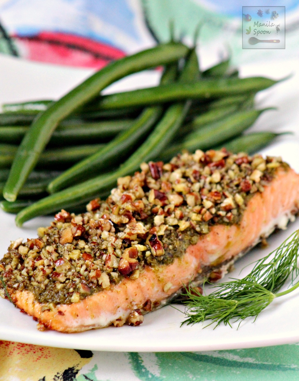 Baked Salmon with Pesto and Pecans