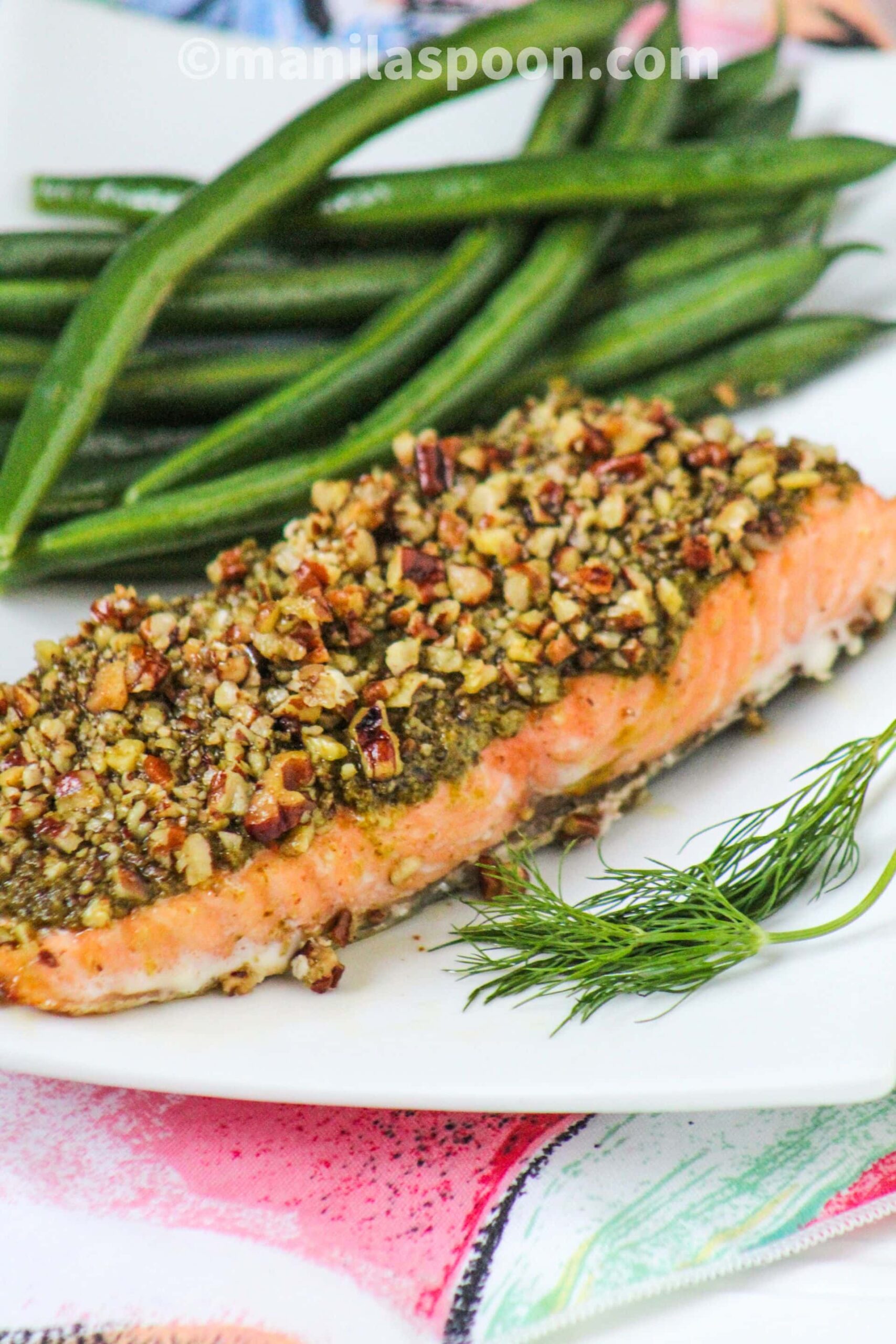 Baked Salmon with Pesto and Pecans Manila Spoon