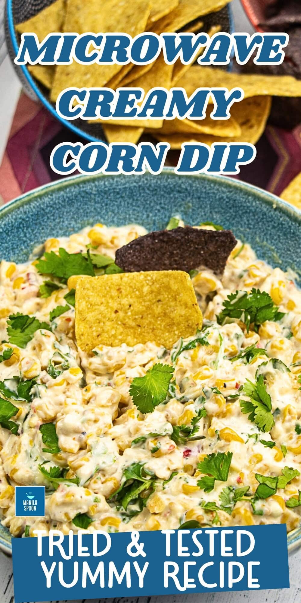 Just 5 minutes and only 3 ingredients to make this easy and deliciously creamy microwave corn dip!! Perfect for all your holiday parties! microwave creamy corn dip pin