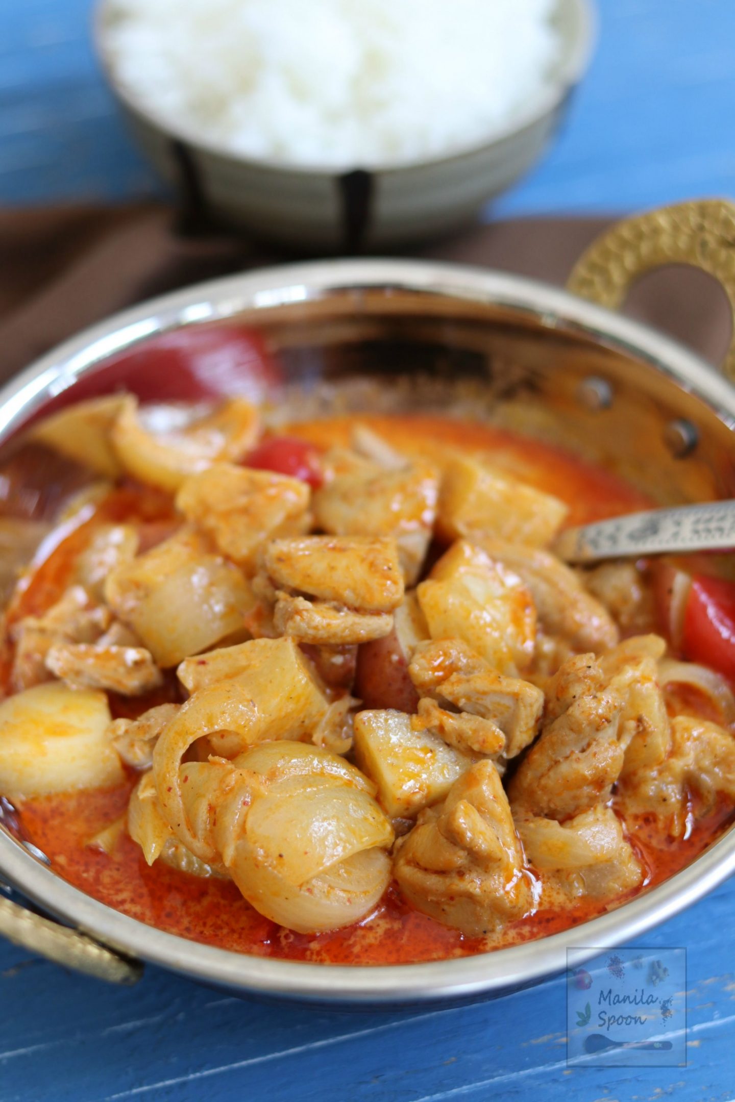 Quick and easy way to enjoy this deliciously mild Thai massaman chicken curry. No shortcut on flavors but prep time is a breeze! #massaman #chicken #curry
