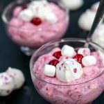 I've made this at least 3 times this holiday season and is always huge hit! Perfect balance of tart cranberries, sweet holiday meringues, fluffy marshmallows all coated in a creamy whipped topping. Best of all it's NO BAKE and can be made a day ahead!