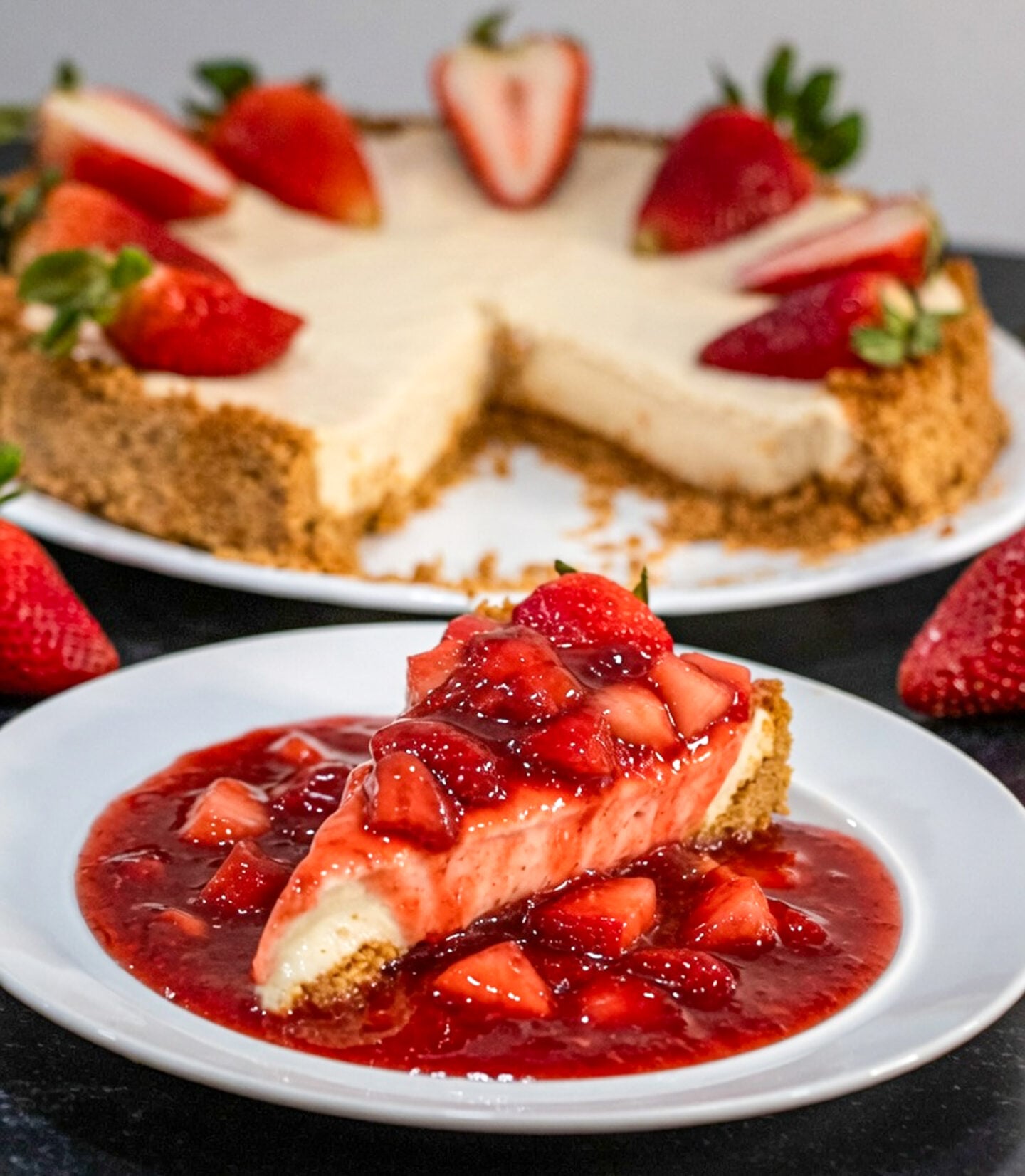 Easy No Bake Strawberry Cheesecake