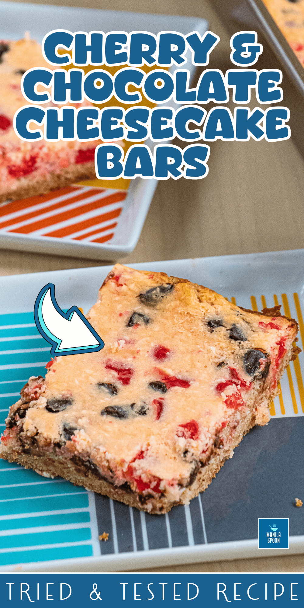 Cherries and chocolate plus cream cheese all combine to make these cheesecake bars totally scrumptious! One slice is not enough! Cherries and chocolate plus cream cheese all combine to make these cheesecake bars totally scrumptious! One slice is not enough for these holiday favorite cherry and chocolate cheesecake bars! Great yummy dessert for Christmas or Valentine's Day!