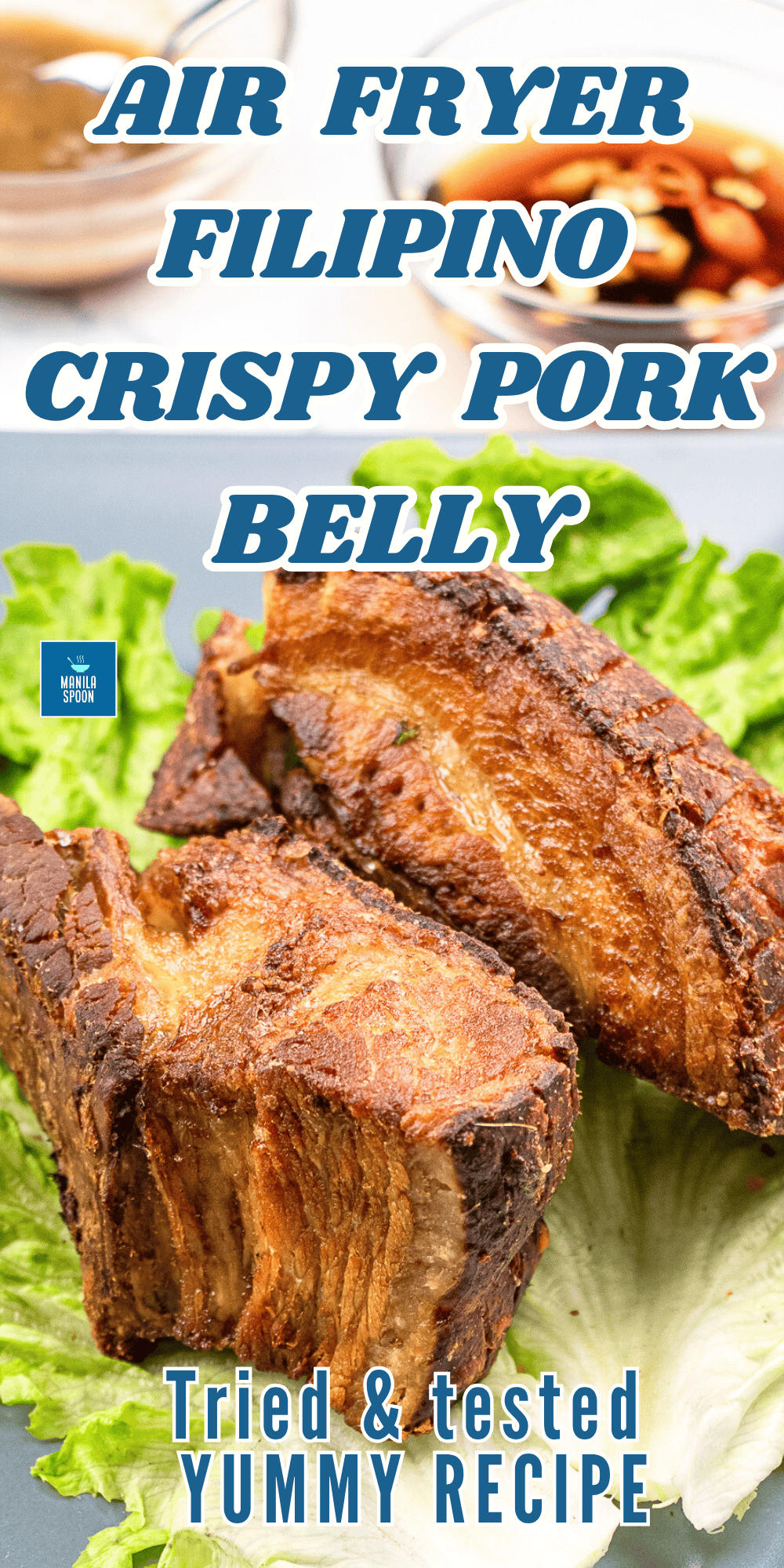 Crispy deliciousness with every bite of this tender, juicy and tasty pork belly! NO NEED to deep-fry and soak up meat with a lot of oil just to come up with a crispy, crackly uber-tasty pork belly as it's cooked in the air fryer! Step-by-step instructions with notes to ensure success included in the recipe. Crispy deliciousness with every bite of this tender, juicy, and tasty pork belly! NO NEED to deep-fry and soak up meat with a lot of oil just to come up with a crispy, crackly, uber-tasty pork belly as it's cooked in the air fryer! Step-by-step instructions with notes to ensure success are included in the recipe. Image pin.