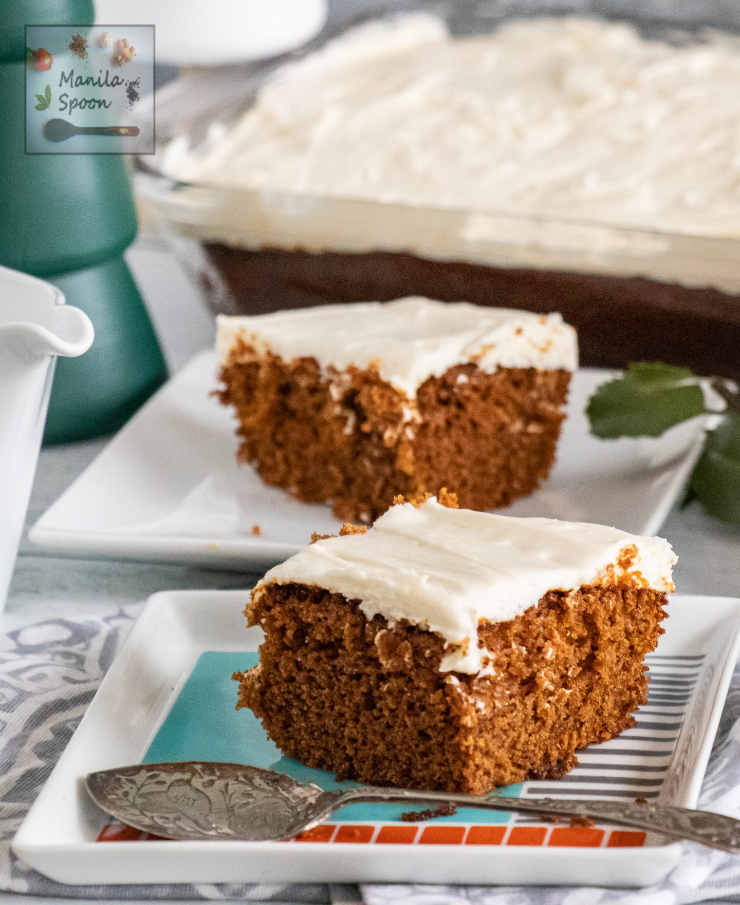 Perfectly spiced and deliciously moist, one slice is never enough for this Ginger and Molasses Cake! The cream cheese frosting brings this cake over the top! A must-make, holiday season or not!