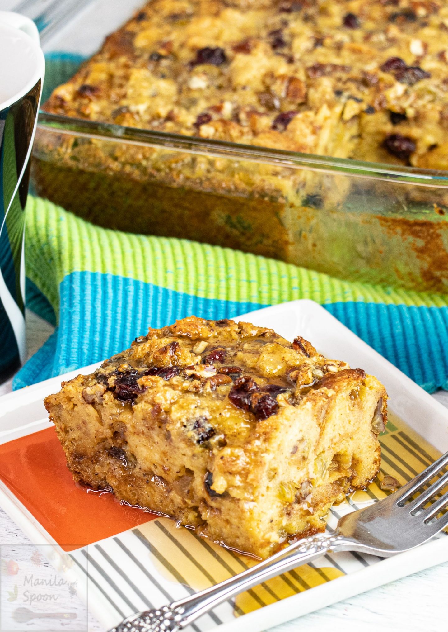 Set aside your usual bread and butter pudding and make this delectable version made with panettone (rich Italian bread), seasoned with aromatic spices then laden with fruits and nuts.