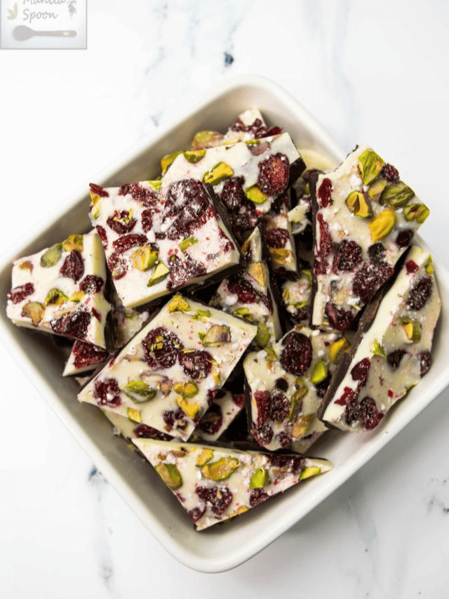 Easy Double Chocolate Bark with Cranberries and Pistachios Story