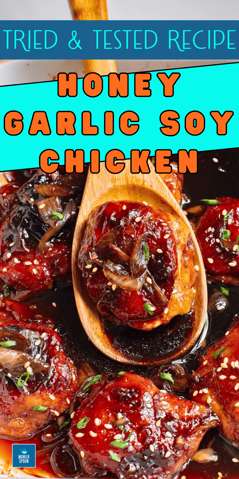 honey garlic soy chicken image pin