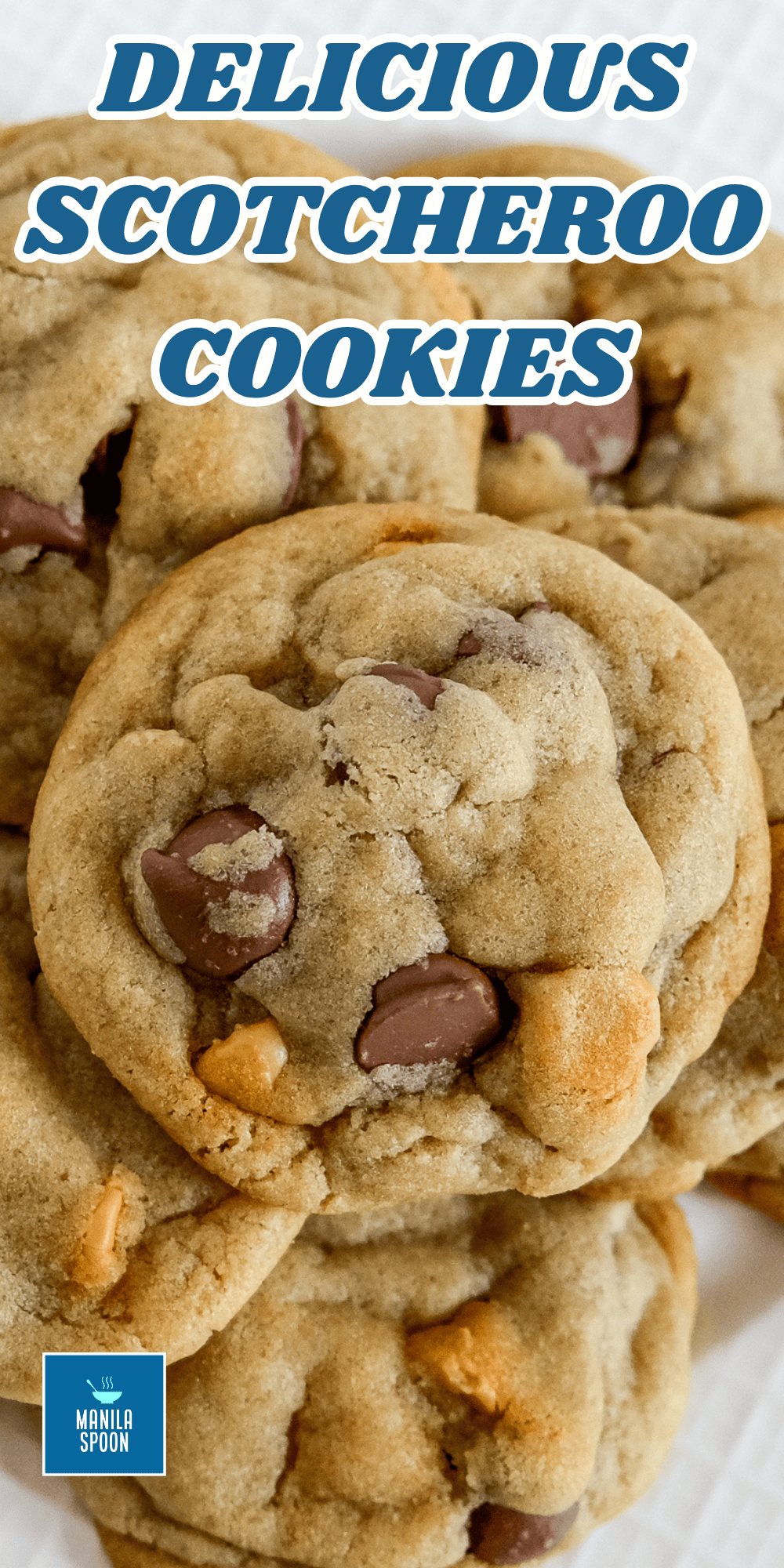 A fun twist on the classic! These cookies are perfectly sweet, chewy, and indulgent, packed with butterscotch, peanut butter, and milk chocolate chips. Every bite is pure cookie bliss — easy to make and impossible to resist! Image pin.
