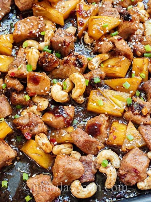 Sheet Pan Ginger Pork with Pineapple and Cashew Nuts Story