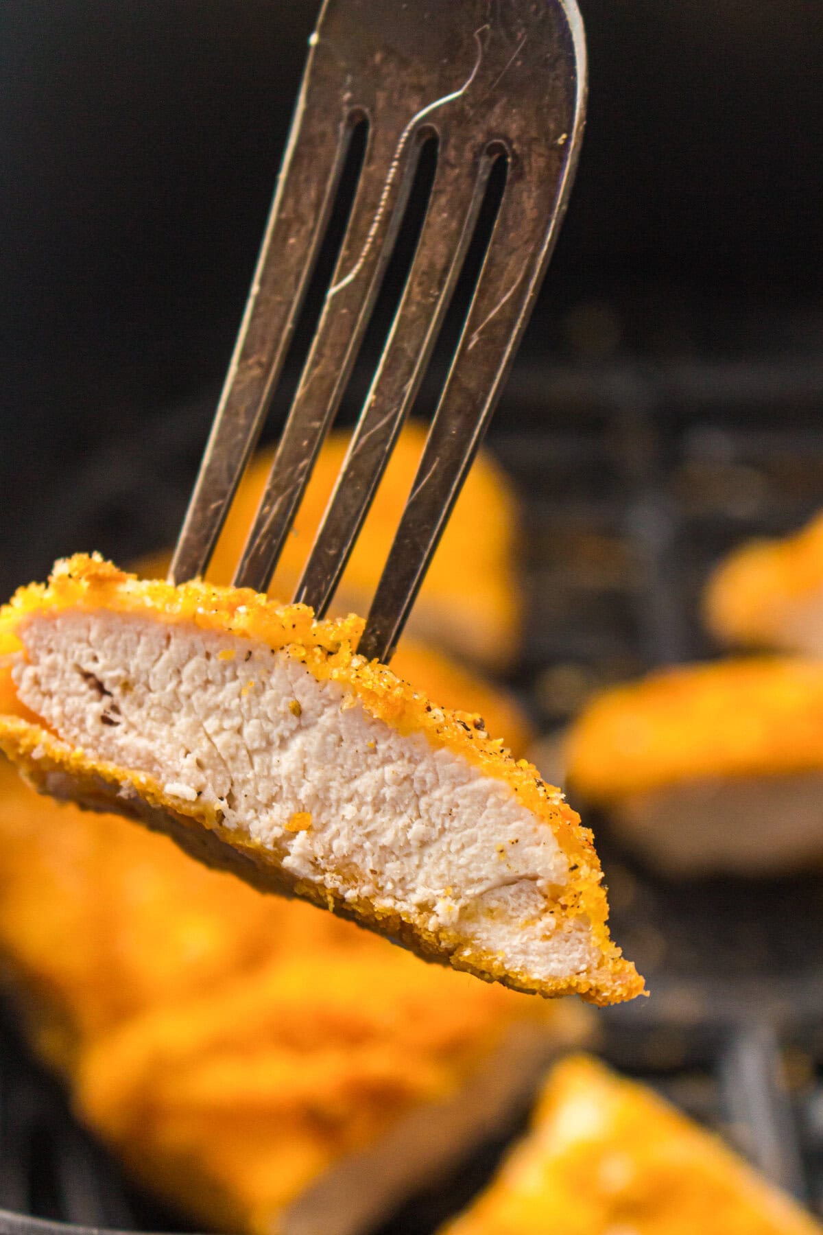 cooked chicken cutlet interior