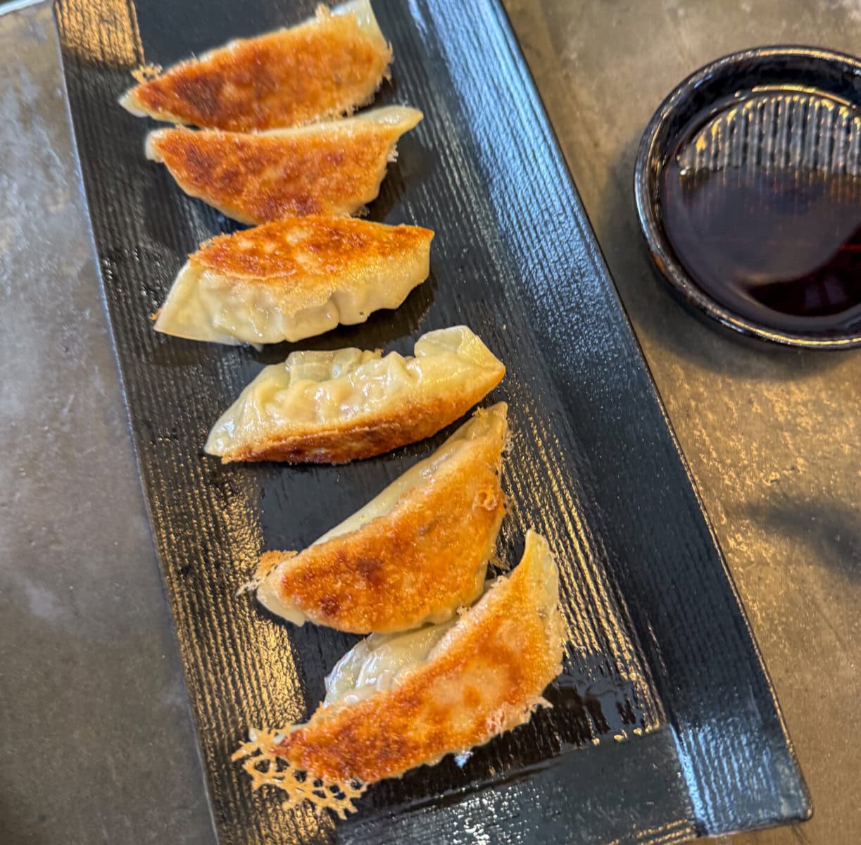 authentic Japanese gyoza with dipping sauce
