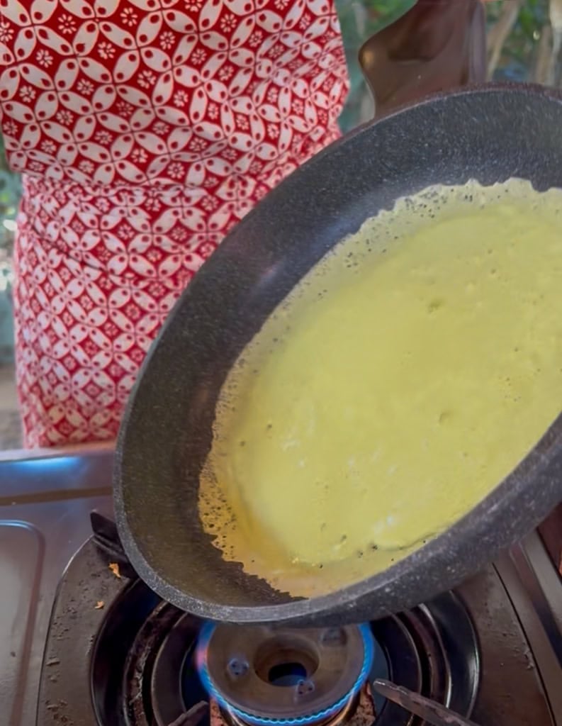 swirling batter to spread