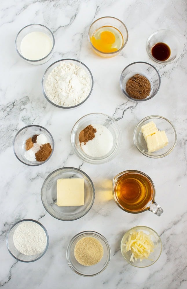 ingredients for spiced apple cider baked donuts