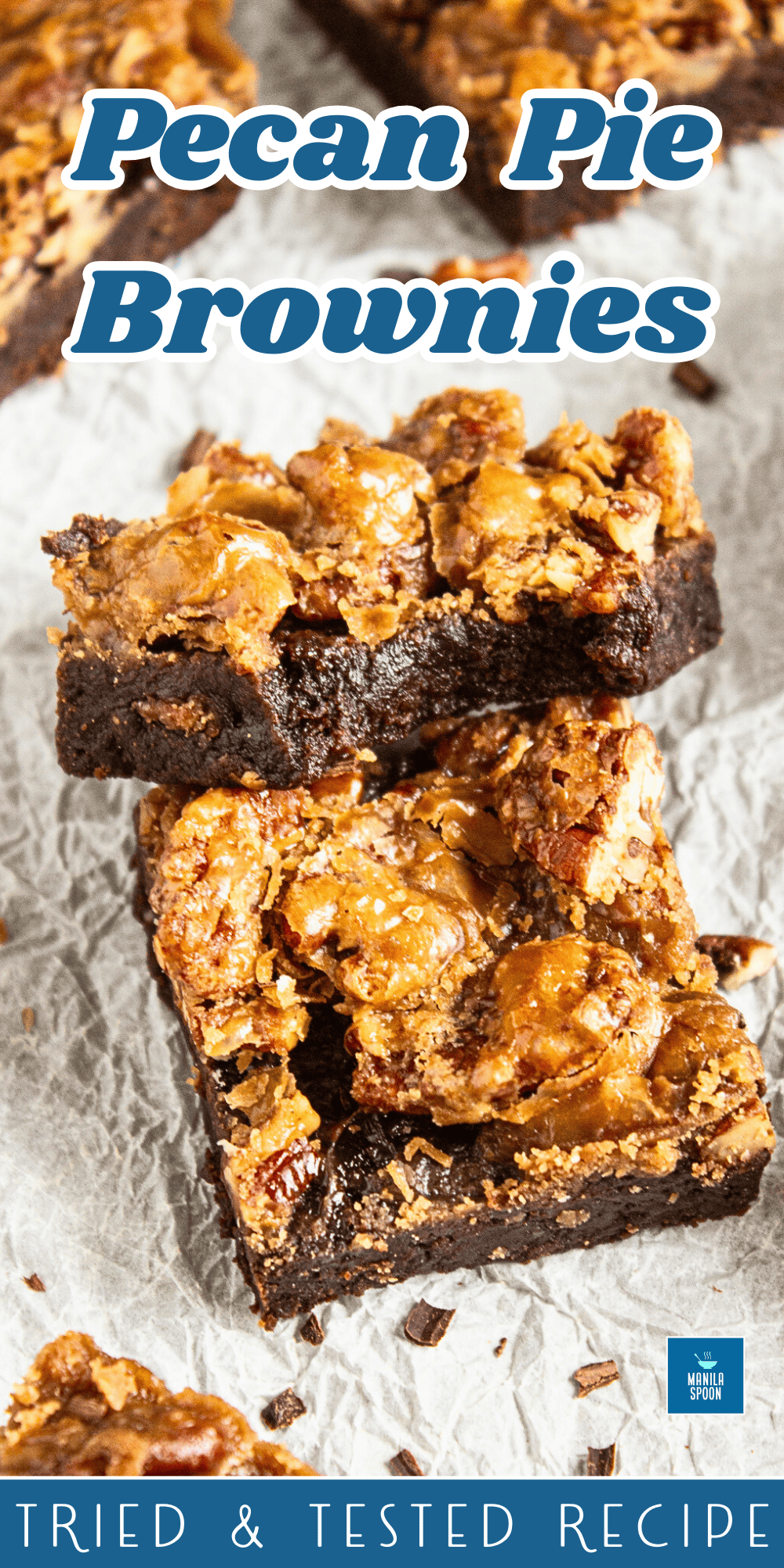 pecan pie brownies image pin