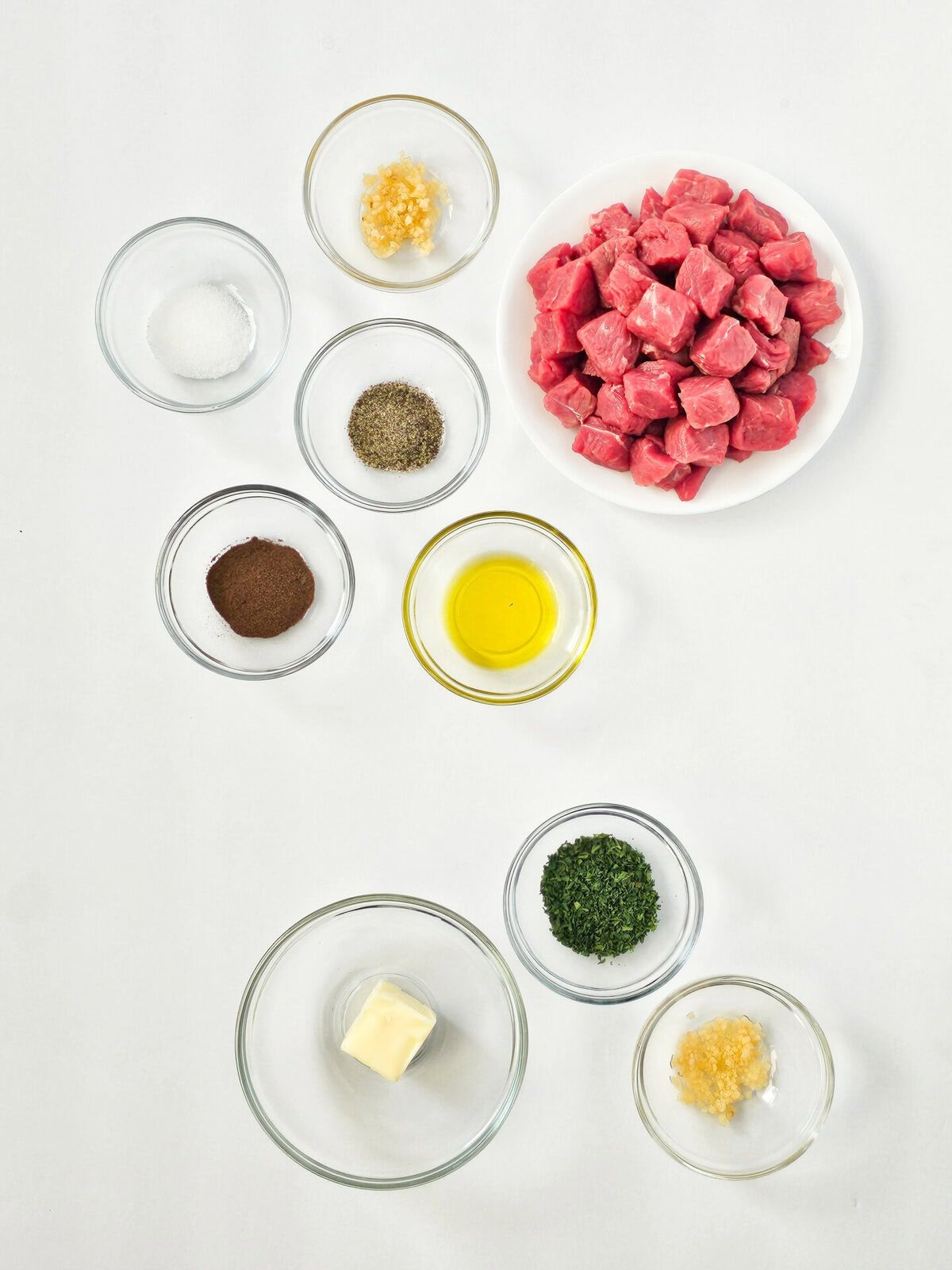 Ingredients for easy air fryer steak bites